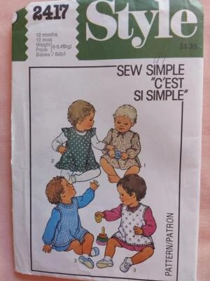 Style 2417 Sew Simple Babies Dress, Overdress or Pinafore Pattern Size 12 Months - Image 1 of 2
