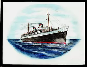 Obra de arte original...ss REX...ocean liner...Italia... vista 3/4...en color - Imagen 1 de 1