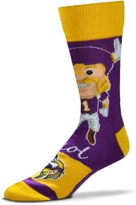 Meias sociais masculinas masculinas masculinas masculinas masculinas masculinas 2 tamanhos disponíveis NFL Minnesota Vikings Skol mascote ragnar - Imagem 1 de 2