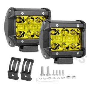 2x4"400W 4-Row Yellow LED Fog Light Bar Spot Flood Driving Light Truck ATV 3000K - Picture 1 of 12