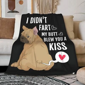 Ultra Soft Flannel Fleece Throw Blanket French Bulldog Funny Frenchie Puppy D... - Picture 1 of 10