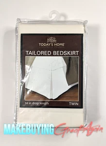 TODAY'S HOME Classic Tailored, Microfiber, 14" Drop Length Twin Bed Skirt, Ivory - Picture 1 of 4