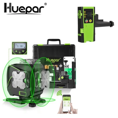 Huepar 3D Selbstnivellierendes Laserniveau mit LCD-Bildschirm + Laserdetektor - Bild 1 von 4