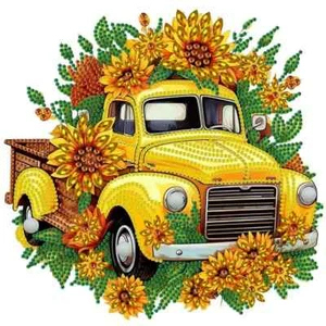Sunflower Vintage Truck Vinyl Decal - 4.59" x 4.72" - Picture 1 of 6