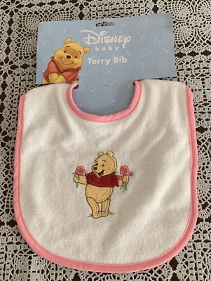 Babero de bebé Disney Winnie The Pooh Terrycloth rosa nuevo gran regalo de ducha Foto 1 de 4