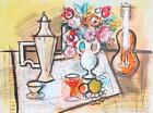 Charles Cobelle, Still Life with Tea Pot and Mandolin, Acrylic on Paper, signed