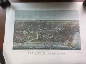 1892 Washington DC Birdseye City Map - 17x23 Reproduction Free Shipping USA - Picture 1 of 11