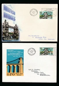 WALES 1968 MENAI BRIDGE FIRST DAY COVERS SPECIAL POSTMARK...2 DIFF ILLUSTRATED - Picture 1 of 1