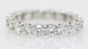 14K White Gold 3.00 TCW. Natural Diamond Wedding Eternity Band Ring Size 5 - Picture 1 of 10