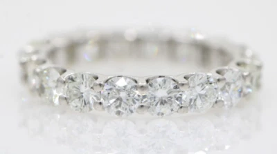 14K White Gold 3.00 TCW. Natural Diamond Wedding Eternity Band Ring Size 5 - Image 1 of 4