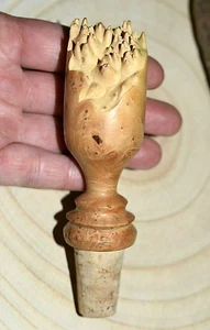 Tapón de corcho de madera de burl hecho a mano artesanal borde superior con tapa de corcho - Imagen 1 de 3