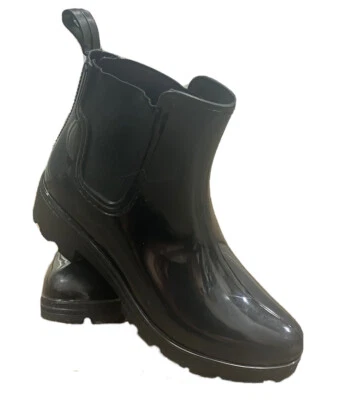 Botas de Lluvia Capelli Nueva York Juveniles Talla 6 Gruesas Brillantes Negras Tobillo Banda Elástica! Foto 1 de 4