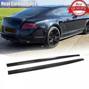 For Bentley Continental Gt 2012-16 Real Carbon Side Skirt Extension Lip Spoiler - Picture 1 of 12