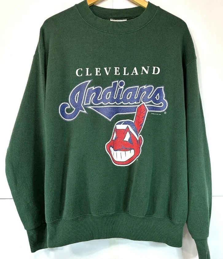 Cleveland Indians baseball logo forest green Crewneck Sweatshirt KV40587 - Image 1 of 1