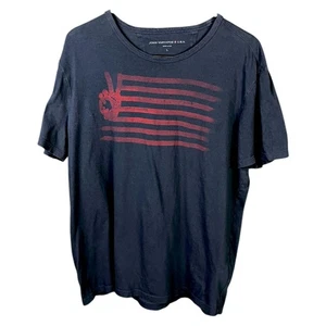 Men's John Varvatos USA Blue Peace Sign US Flag T-Shirt Size L $148 Retail - Picture 1 of 6