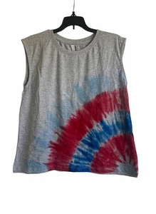 Love Peace Lounge Women’s Patriotic Gray Tank Top Large NWT - Picture 1 of 9