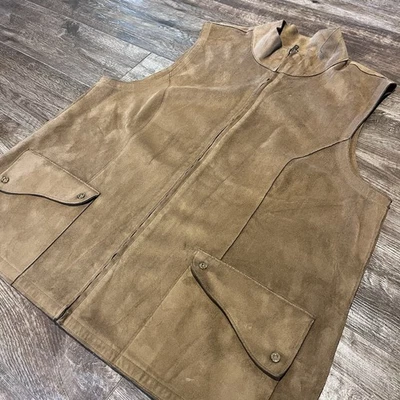 LRL Ralph Lauren Faux Suede Vest Size 2X Mock Neck Camel Brown Gold Western - Image 1 of 4