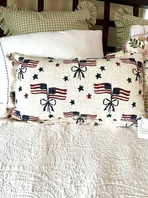 Cupcakes y Cachemira Hilada en Casa Bandera Americana Almohada con Arcos 14x 24 Pulgadas Nueva Foto 1 de 4