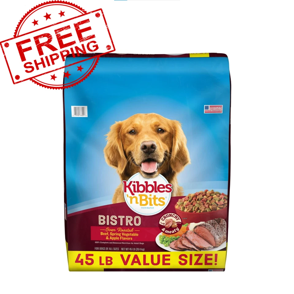 2 Bolsas Kibbles 'n Bits Bistro Carne Asada de Res, Verduras y Manzana Comida Seca para Perros, 45 lb Foto 1 de 4