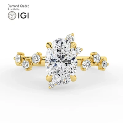 Oval Solitaire Labgrown Diamond Engagement Ring 14k Yellow Gold 3.30 Ct - Image 1 of 4