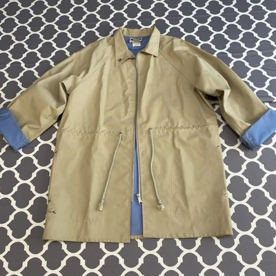 Chaqueta de PVC caqui vintage IZOD Lacoste para mujer bolsillos de lluvia preppy mediana Foto 1 de 4