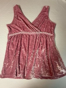 Canotta senza maniche Torrid rosa velluto schiacciato bambina taglia 00  - Foto 1 di 3
