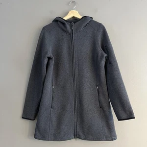 LL Bean Jacke Damen Kapuzenpullover Fleece Full Zip Longline Mantel Grau Medium - Bild 1 von 13