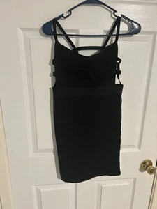 Mini Vestido Tiger Mist Bodycon Talla Grande Negro Corte Tejido Sin Mangas - Imagen 1 de 7