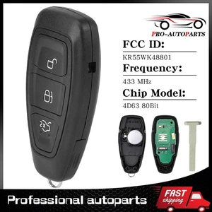 1/2PCS KR55WK48801 Remote key Fob Replace For Ford Focus Fiesta C-Max 2015-2019 - Picture 1 of 12