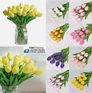 5-15 Pcs Artificial Tulip Flowers PU Fake Home Wedding Party Table Spring Decor - Picture 1 of 18