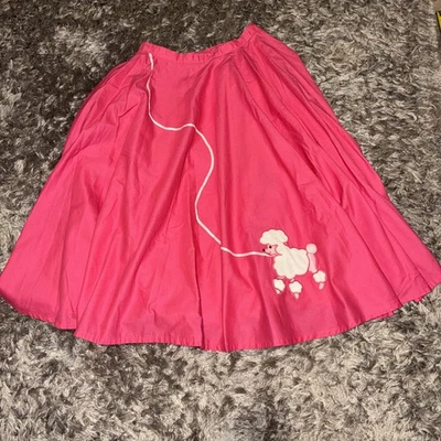 FALDA CANICHE FIELTRO VINTAGE AÑOS 50 Bubblegum Rosa Hecha a Mano Original Foto 1 de 4