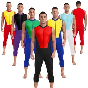 Hombres Body Bloque de Color Mono Ropa Activa Leotardo Gimnasio Hasta la pantorrilla Buceo - Imagen 1 de 42