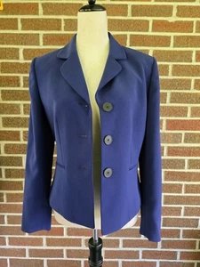 Tahari Arthur S. Levine Womens Navy 3 Button Blazer Size 6 Career Business - Picture 1 of 10