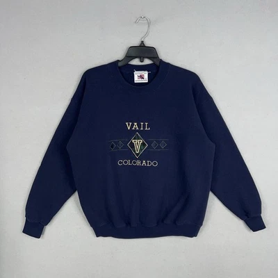 Moletom Vintage Vail Colorado Masculino Grande Azul Esqui Anos 90 Destino Novidade - Imagem 1 de 4