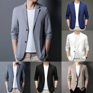 Men Slim Fit Formal Suit Blazer Jacket Coat Wedding Party Business Tops - Picture 1 of 18