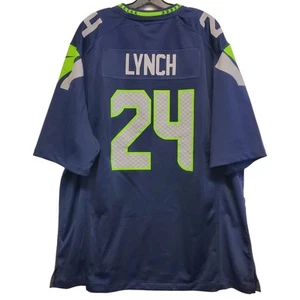 SEATTLE SEAHAWKS Jersey Mens 2XL Blue Gray MARSHAWN LYNCH #24 NIKE NFL Football - Picture 1 of 8