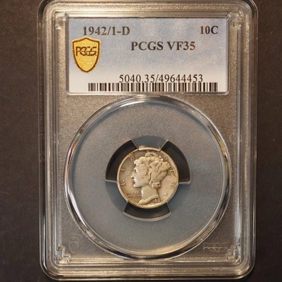 1942/1 *D* MERCURY HEAD SILVER DIME *PCGS VF35* - FREE SHIP! G1875 - Image 1 of 4