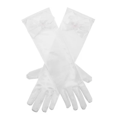  2 guanti in raso per bambini - Guanti da principessa in raso da 11,4" per - Image 1 of 4