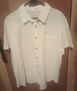 Zeagoo weißes kurzärmliges Hemd aus Baumwolle mit Knopfleiste Größe XXL - Bild 1 von 10