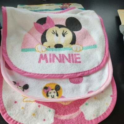 Babero de bebé Disney Baby Minnie Mouse 3 piezas rosa niñas baberos Foto 1 de 3