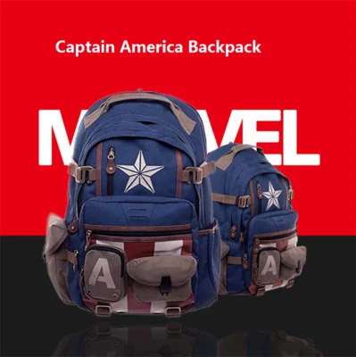 Captain America Backpack Marvel The Avengers Cosplay Travel Laptop Bag Rucksack - Image 1 of 4