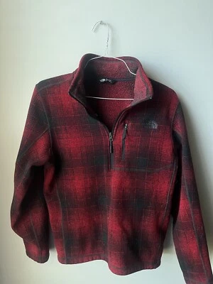 Suéter The North Face Para Hombre Pequeño Polar Cuadros Gordon Lyons 1/4 Cremallera Novedad Rojo Foto 1 de 4