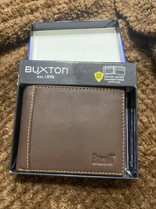 Button Leather Wallet Billfold Secure Shield - Picture 1 of 5