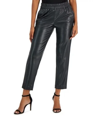 Anne Klein ANNE BLACK Women's Faux Leather Slim Ankle Pants, US Medium - Image 1 of 4