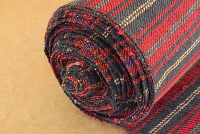 Vintage Textile Homespun Fabric Antique Cotton Weave Rug Upholstery 14 yards - Image 1 of 4