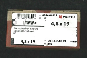 100x Würth Blechschrauben mit Bund 4.8x19 H2 schwarz - Bild 1 von 2