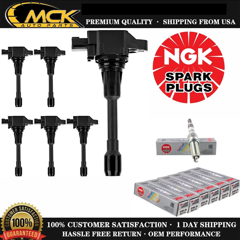 6x Bobina de encendido y 6x Bujía NGK para INFINITI EX37 G37 Q50 Nissan 370Z Foto 1 de 4