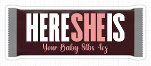 10x 6x 2x Baby Mädchen Ankündigung Aufkleber süß Spaß Dankeskarte Süßigkeiten Schokolade USA - Bild 1 von 1
