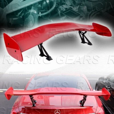 UNIVERSAL 57" DRAGON-1 STYLE PAINTED RED ABS GT TRUNK ADJUSTABLE SPOILER WING - Image 1 of 4