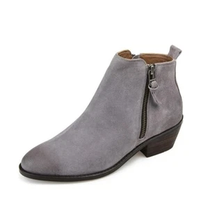 Journee Collection Womens 8.5 M Grey Leather Charlotte Ankle Booties DISPLAY YL9 - Picture 1 of 4